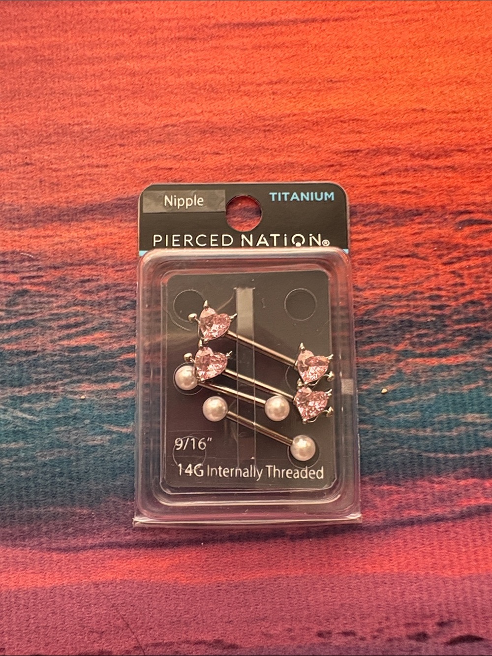 Spencer's Pink Crystal & Pearl Titanium Nipple Rings